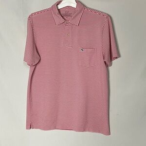 Vineyard Vines Performance Pink and White Striped Polo Shirt